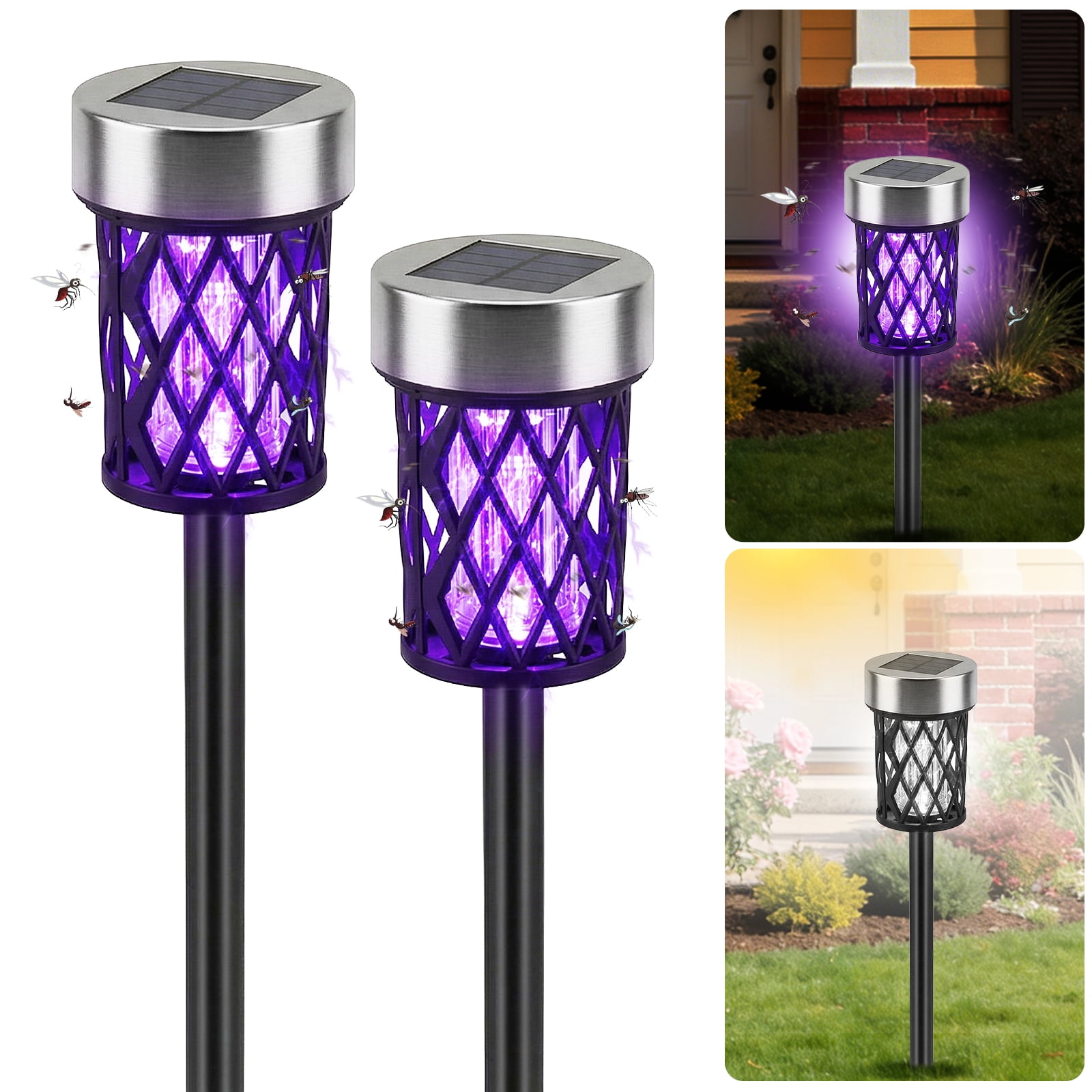 G · PEH Solar Mosquito Zapper, 4 Packs Outdoor Mosquito Repellent Mosquito Trap Waterproof Bug Zapper for Outside Solar Fly Zapper for Garden