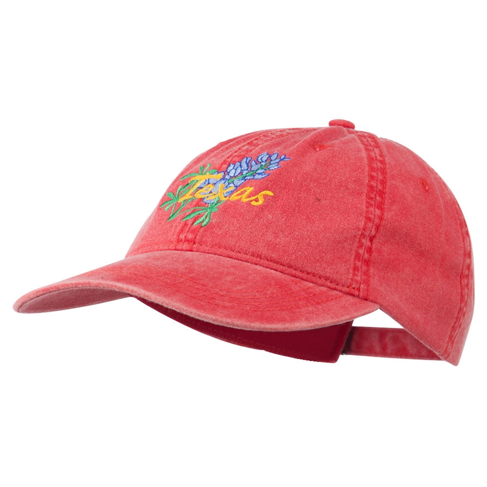 Texas State Bluebonnet Flower Embroidered Cap - Red OSFM