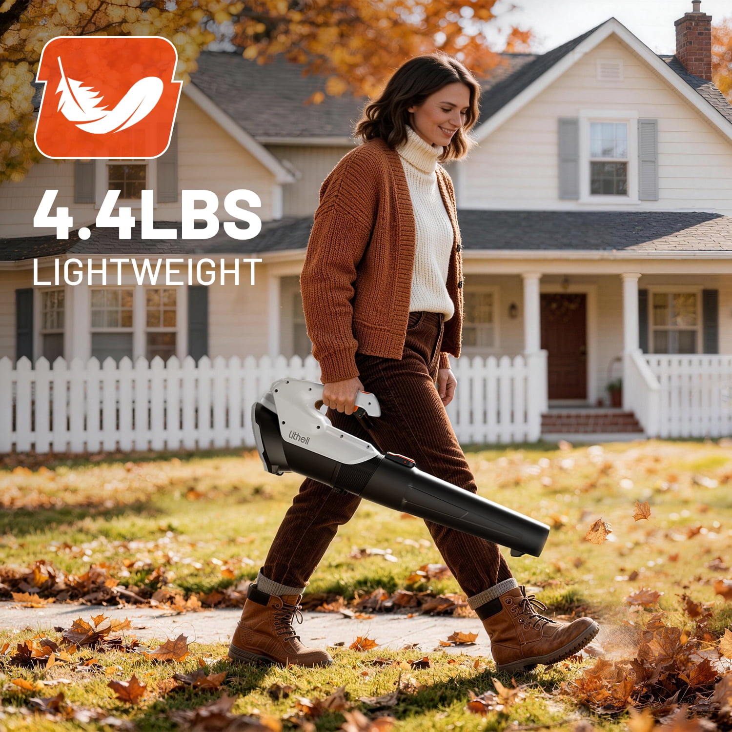 Litheli 20V Cordless Leaf Blower 350CFM 2-Speed Turbine Electric Blowing Leaf for Lawn, Yard, Patio, Dust & Leaves, with a 2.5Ah Portable Battery