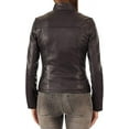 thumbnail image 3 of Women's Black Lambskin Real Leather Stylish Jacket Biker Motorcycle Slim Fit Coat W534, 3 of 4