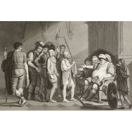 Falstaff With Justice Shallows A Scene From The Play King Henry Iv Part 2 Act 3 Scene 2 By William Shakespeare From A Nineteenth Century Print After A Painting By J Durno Stretched Canvas - Ken