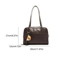 thumbnail image 2 of HUISZJ Retro Tote Bag Pu Shoulder Bag Top-handle Slouchy Hobo Purse for Women Daily Portable Bag （Brown）, 2 of 10