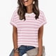 thumbnail image 2 of Camisas de Cuello en V de Manga Corta para las Mujeres Impresión de Rayas Blusa de Verano de Primavera de Moda, Camiseta de Mujer de Manga Corta, 2 of 7