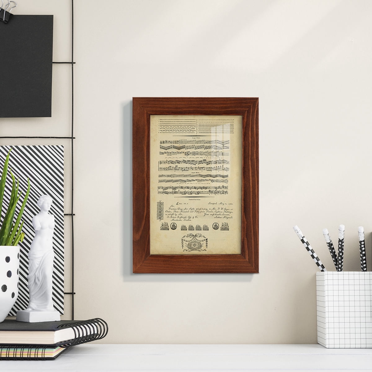 Deckled Encyclopediae V (AS) -Framed Print w/glass-Chestnut