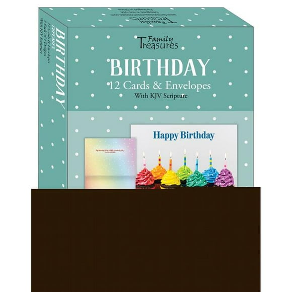Family Treasures Wholesale 256557 Boxed - Card Birthday-Cupcakes - Box of 12