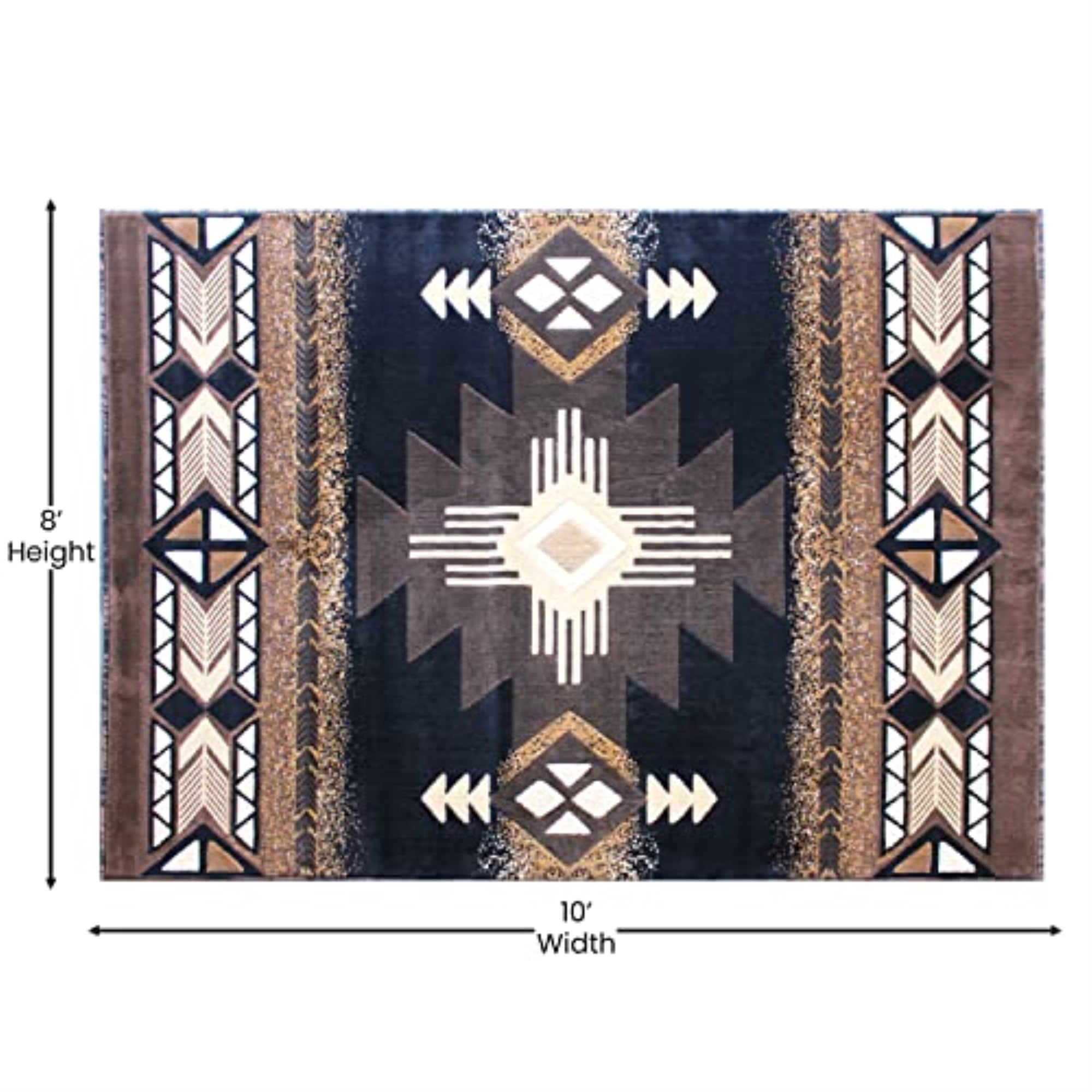 Flash Furniture Mohave Rectangular Southwestern Beige, Brown, Black Area Rug, 8' x 10'