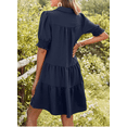 thumbnail image 5 of Casual Dresses for Women Lapel Collared V Neck Mid Sleeved Pleated Summer Dresses for Women Midi Dresses, 5 of 6