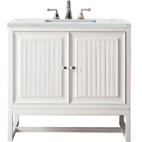 James Martin Vanities Athens 36" Single Vanity Cabinet, Glossy White, w/ 3 CM Ethereal Noctis Top