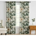 thumbnail image 1 of Vargottam Cotton Rod Pocket/Back Tab Curtains - 96" Floor-Length Drapes for Long Doors or Large Windows - Light Filtering, 3-in-1 Header - Set of 2, 52"x96" - Peony Botanical Print (Orange), 1 of 8