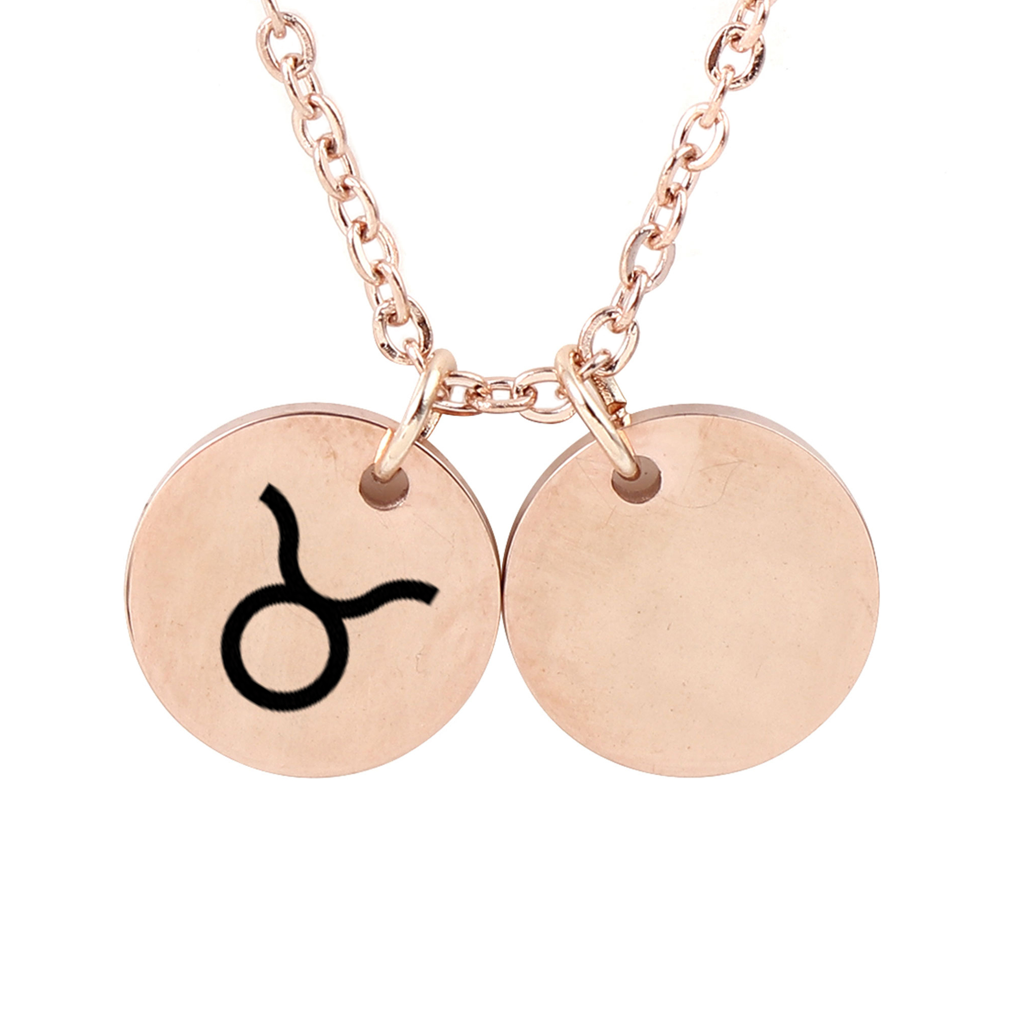 Anavia Stainless Steel Personalized Round Constellation Initial Necklace - Engraved Zodiac Symbol Jewelry Chain 18 inch