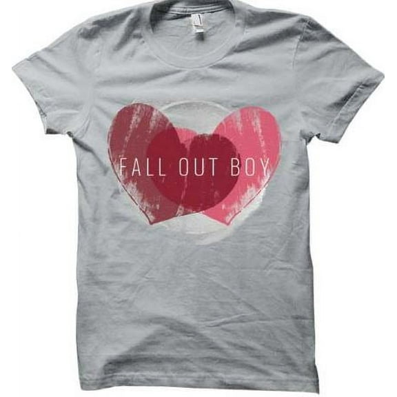 Fall Out Boy Weathered Hearts Jr T-Shirt (Large) Gray