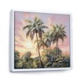 thumbnail image 2 of Designart "Palm Trees love Sunset I" Floral Floater Framed Wall Art Living Room, 2 of 7