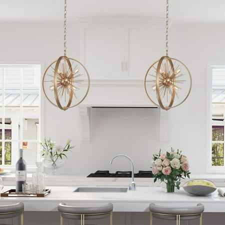 

Kenira Modern 6-light Sputnik Chandelier Orb Sunburst Pendant Lights for Dining Room - D18.1 x H80.5