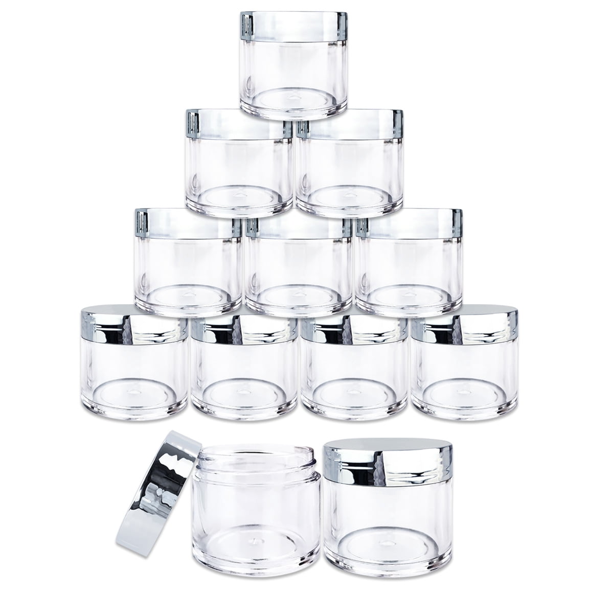 1oz/30g/30ml High Quality Acrylic Leak Proof Clear Container Jars with Silver Lids 30pcs