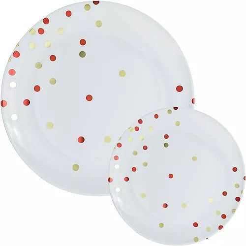 Red Confetti Round Premium Plastic Dinner 10 5in Dessert 7 Plates 20ct Com Red Confetti Round Premium Plastic, Round Premium Plastic Dinner Plates