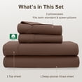 thumbnail image 3 of California Design Den 400 Thread Count 100% Cotton Sateen Queen Size Bed Sheet Set - Espresso Chocolate Brown, 3 of 9