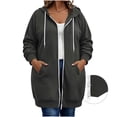 thumbnail image 3 of Frostluinai Plus Size Zip up Hooded Jacket Womens Fall Long Hoodies Long Sleeve Tunic Sweatshirt Coats with Pocket Solid Comfy L-5XL, 3 of 7