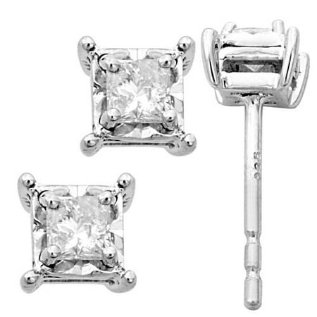 Tru Miracle 1/4 Carat T.W. Princess-Cut Diamond Sterling Silver Stud Earrings