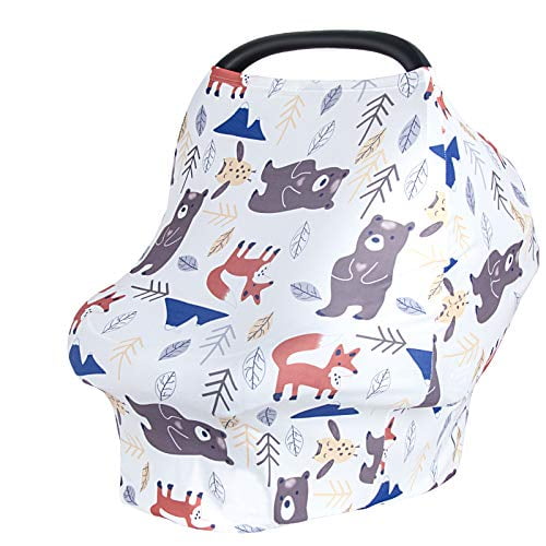 Stretchy Carseat Canopy Parker Baby 4 in 1 Car Seat Cover for Boys Grocery Cart Cover Nursing Cover High Chair Cover Navy/White Stripes 