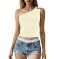 thumbnail image 1 of Camiseta corta sexy con hombros descubiertos y pedrería para mujer: corte ajustado, largo corto, para combinar con pantalones de cintura alta (tallas S-L), 1 of 4