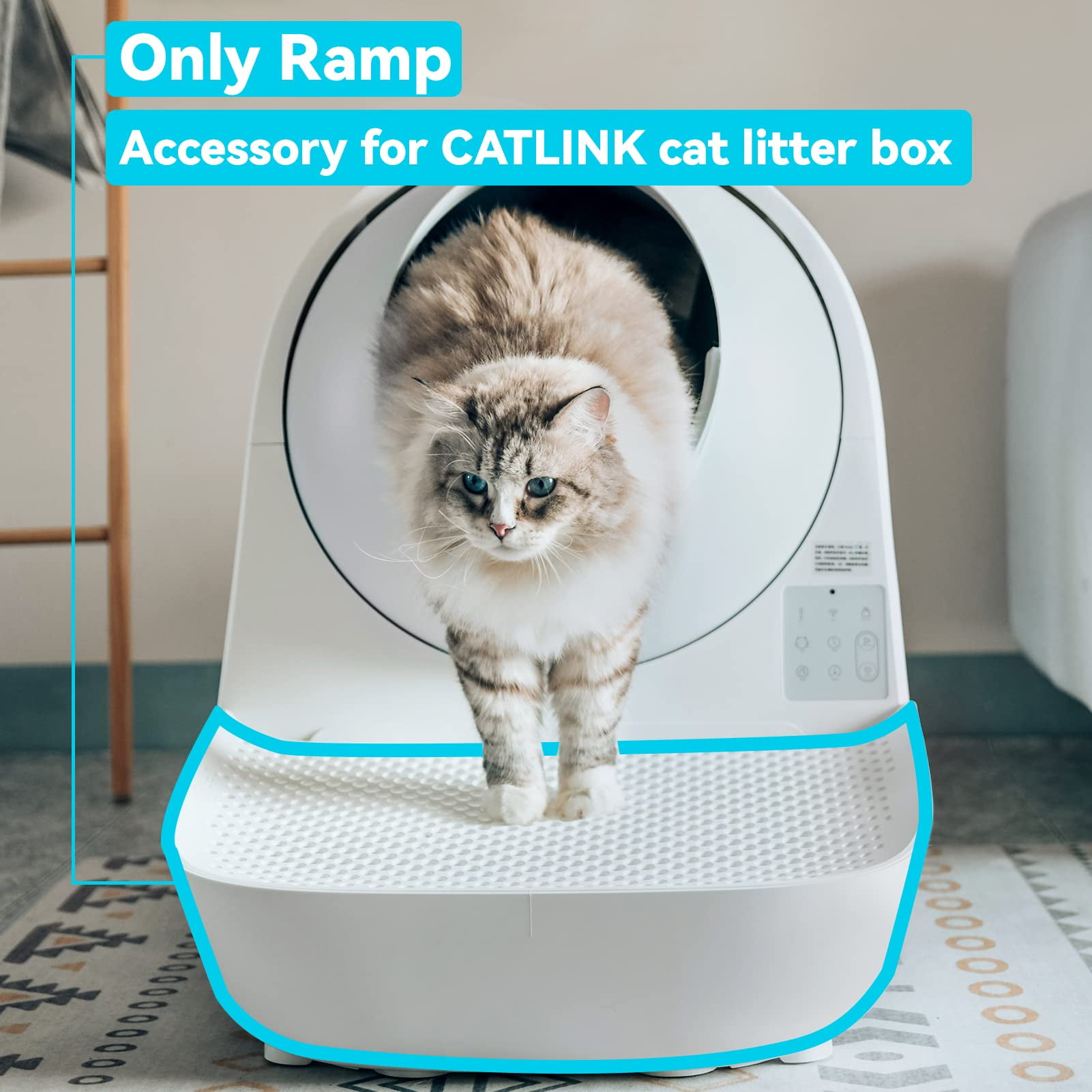 CATLINK SE Ramp White, Easy Entry for Elder Cats, Kitten and Cats with Limited Mobility, Traps Mess from Box and Paws