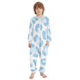 thumbnail image 2 of Blue Leopard Print Pattern One Piece Pajamas Soft Jumpsuit Cozy Sleep and Play Romper Zipper and Pockets 13-14Y, 2 of 8