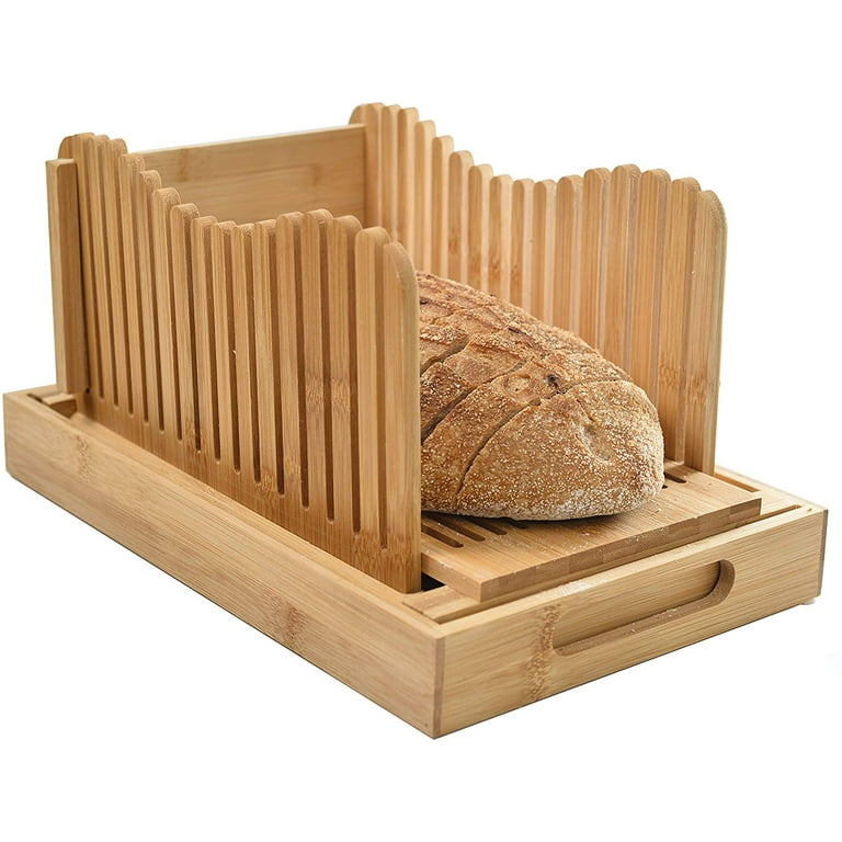 Foldable Bamboo Bread Slicer, Slicer Guide, 