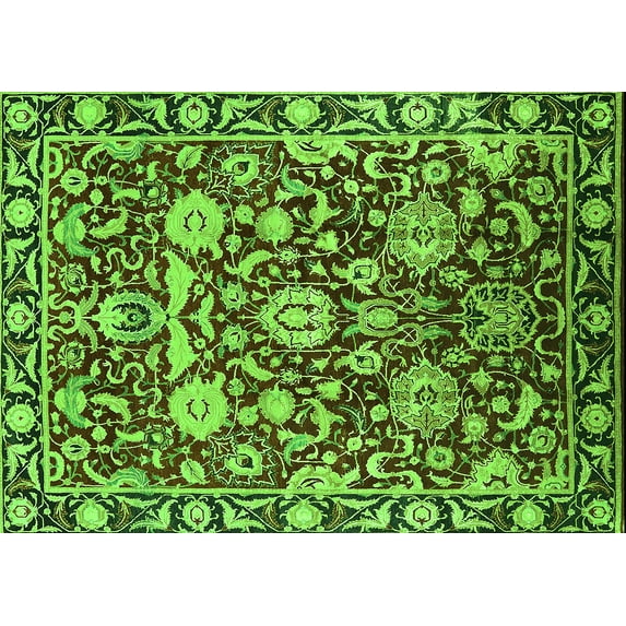 Ahgly Company Indoor Rectangle Oriental Green Industrial Area Rugs, 6' x 9'