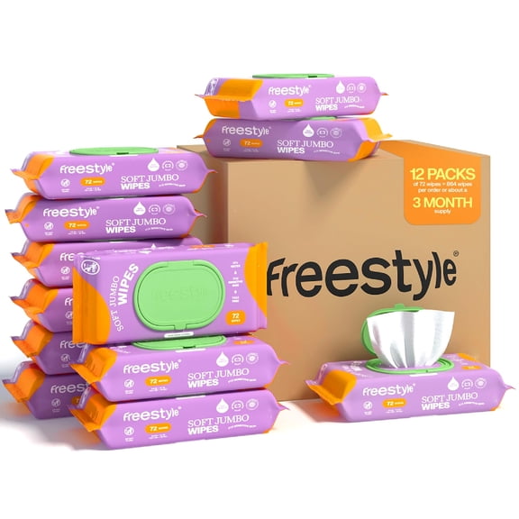 Toallitas para bebés Freestyle Soft Jumbo, hipoalergénicas, sin perfume, 72 unidades