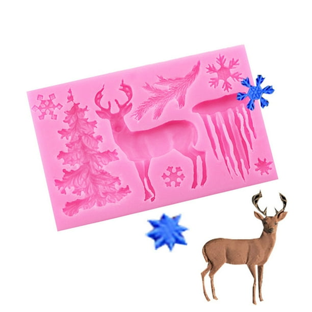 Moldes De Silicona Para Navidad, Moldes De Silicona Para Alce De Árbol De Navidad, Herramientas Para Hornear Diy Para Hacer Jabón De Gelatina Y Muffin Eigraketly HA039122-00