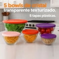 thumbnail image 2 of Set 5 Bowls Tazón De Cristal Texturizado Y Tapas De Plástico, 2 of 8