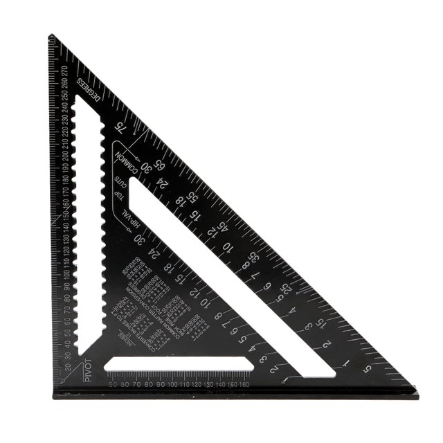 Aluminum Alloy Triangle Rulers 90 degrees 45 degrees Set Square 12in Black Metric Square Ruler