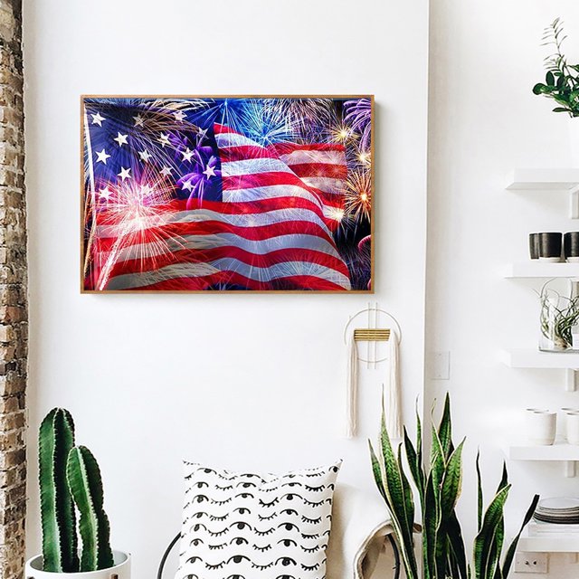 Cuadros Decorativos Taladro completo Rhinestone mosaico artesanía DIY fuegos artificiales bandera americana diamante pintura Ndcxsfigh Nuevos Originales