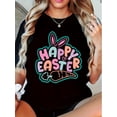 thumbnail image 1 of Camiseta de mujer verano Patrón de Corazón cuello redondoWomen's Easter Bunny Graphic T-Shirt - Casual Short Sleeve, Round Neck, Top with "Happy Easter" TextCamisetas de verano para mujer, manga cor, 1 of 6