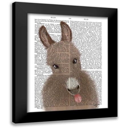 Fab Funky 12x14 Black Modern Framed Museum Art Print Titled - Funny Farm Donkey 2 Book Print