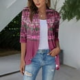 thumbnail image 2 of ZKIRBJV Summer Cardigans for Women Lightweight 3/4 Sleeve Cardigans Plus Size Open Front Shrug Cardigan Floral Print Dressy Draped Cotton Cardigans Hot Pink S, 2 of 6