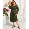 thumbnail image 3 of GymChoice Women's Plus Size Ruffle Long Sleeve Dress Square Neck High Waist Smocked Tunic Maxi Dress Maternity Dress, 3 of 9