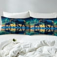 thumbnail image 4 of Galaxy Elephant Bed Sheets Glitter Elephant Twin Fitted Sheet,Snow Mountain Print Bed Set Polar Lights Stars Sheets Teens Bedroom,Teal Green(No Top Sheet), 4 of 6