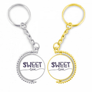 Sweet Love Cute Quote Handwrite Style Rotating Rotating Key Chain Ring Accessory Couple Keyholder