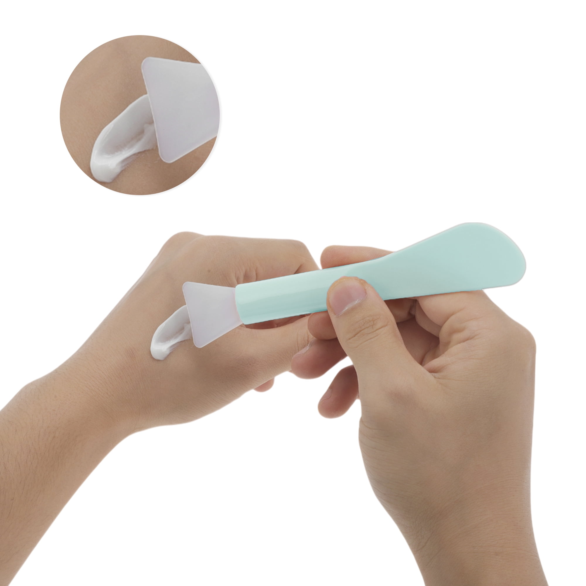 Unique Bargains Double-headed Shovel Type Facial Mask Brush 1 Pc Blue