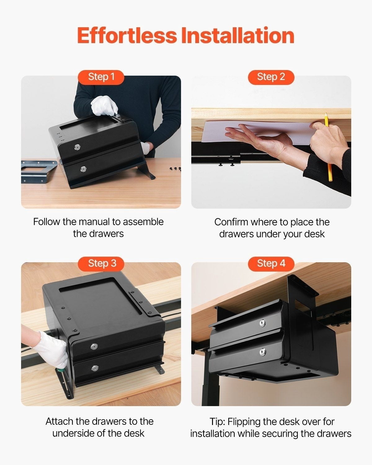 Under Desk Drawer, 13" Wide Slide Out Organizer, Lockable Hidden Storage, Undermount Pencil Drawer for Desk, 2 Layer Desk Organizer for Sit Stand Workstation, 14x13x10in