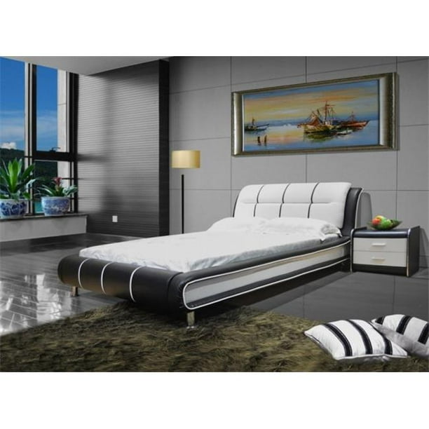 Greatime B1190 Modern Platform Bed, Queen, Black&White