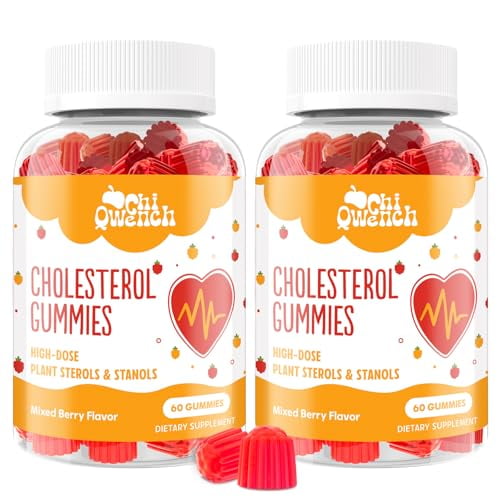 Suplementos de colesterol con 1500 mg de esteroles y estanoles vegetales, gomitas de apoyo para el colesterol, gomitas de complejo de colesterol, mantiene niveles normales, sabor a bayas mixtas, 120 u