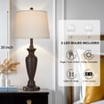 thumbnail image 4 of Cinkeda 30" Table Lamp Set of 2, Rustic 3-Way Dimmable Tall Touch Table Lamps for Living Room Bedroom, Brown, 4 of 7