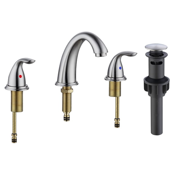 JERFIT 8-inch Widespread Bathroom Faucet with Waterfall Spout, Brushed Nickel 3-Hole 2-Handle Vanity Faucet, Includes Pop-Up Drain and Lead-Free Supply Lines