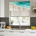 thumbnail image 5 of 2 Pack Valances for Windows, Turquoise Ombre Oceans Window Valances for Living Room/Bedroom/Bathroom, Watercolor Summer Coastal Beach Waves Light Filtering Kitchen Curtain Valance 42"W x18" L, 5 of 9