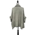 thumbnail image 4 of Women Sweater Knit Cape with Buckle Fashion Jacket Shawl Poncho (Black+White), 4 of 5