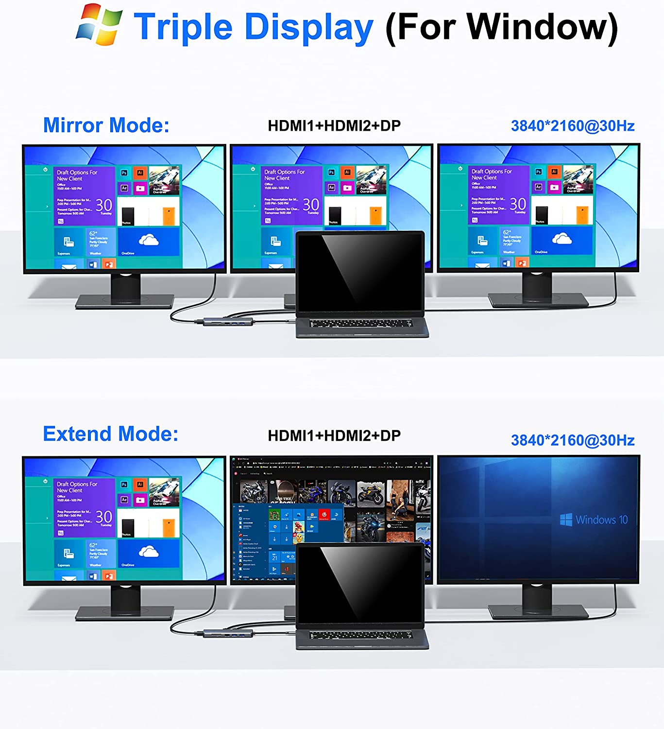 USB C Docking Station Dual Monitor,USB C to HDMI Adapter,Type C Hub Multiport Adapter with Displayport,100WPD USB3.0,SD/TF,Ethernet,3.5mm Audio,Laptop Docking Station for Dell/Hp/XPS/Surface.etc