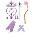 thumbnail image 3 of WIBACKER 2-10Y Girls Princess Dress Up With Crown Necklace And Ring For Birthday Party Halloween Christmas Costume Performance Dress Jewelry Wig Set, 3 of 11
