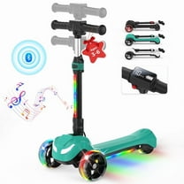 iScooter Electric Scooter for Kids 3 , 3-Wheels 100W Motor Escooter & Light-Up Wheels and Pedal, Foldable & Height Adjustable Toddler Motorized Scooters, E-Scooter for Girls Boys(Green)